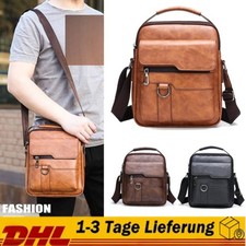 Herren Schultertasche Umhängetasche Leder Handtasche Braun Messenger Tasche Neu