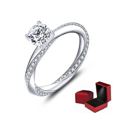 Verlobungsring 925 Silber - Funkelnde Zirkonia 1ct - rhodiniert mit Etui Antrag