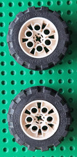 Lego 2 x Reifen 6581 20x30 Felge weiß 6582 Räder Rad Zubehör Technic