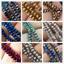 4mm Facettierte Kristall Glasperlen 100Stk metallisch DIY Set Schmuck Basteln