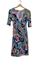 JOACHIM BOSSE Wickelkleid Damen Kleid Gr. DE 36 blau-pink Casual-Look