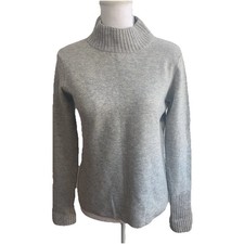 Six-O-Seven Damen Pullover Gr 36 Merino/Kaschmir Grau Stehkragen Special Edition