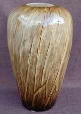 Große alte Glasvase  Mid Century mundgeblasen braun beige taupe orange 50,7 cm