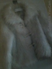 Kunstfelljacke Weiß Langes zottelfell Größe 40 - 42 von New View Älteres Model