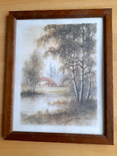 Kunstdruck im Holzrahmen, Haus am See, 32x40cm
