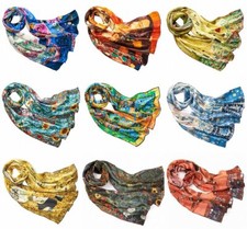 langer Damen Seiden-Schal 100% Silk Scarf Kunst-drucke Jugendstil Gustav Klimt