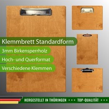 Bütic Holz Klemmbrett Standardform Birnbaum für DIN A3 A4 A5 A6