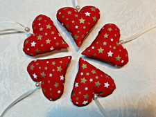 5 x Herzen ❤️ Tilda Landhaus Handarbeit  Weihnachten Advent Nikolaus Sterne ❤️