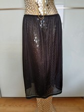 Damen Unterrock Minirock Rock Unterkleid Halbrock Spitze Knielang Schwarz 48