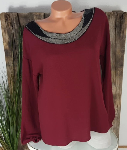 Damen chiffon bluse - chiffon, bordeaux