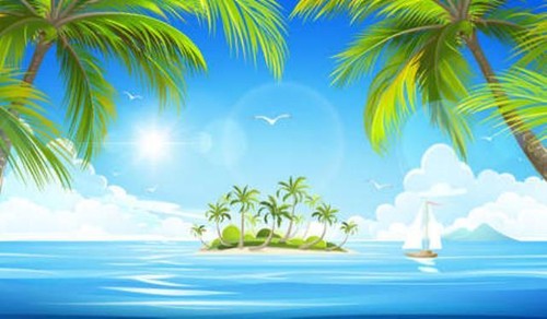 Wandbild tropeninsel mit - wandbild:,