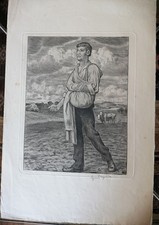 Radierung Hans Thoma "Der Sämann" 1898 ca. 28 x 21,5 cm