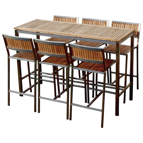 Bar set edelstahl teak - edelstahl,