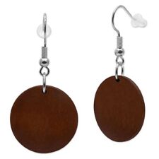 1 Paar Holz Ohrringe Ohrhänger rund Holzschmuck rot schwarz braun grau beige