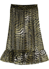 Femininer Strandrock im aufregendem Druck Gr. 38 Oliv zebra Bedruckt Neu