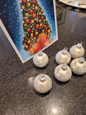 6x Tischkartenhalter Weihnachten Creme-Silber 