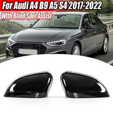 2x Schwarz Spiegelkappen Außenspiegel Für Audi A4 B9 8W S4 mit SideAssist DE