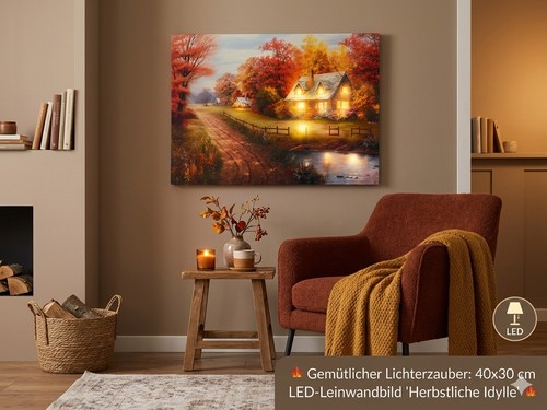 Led wandbild herbstwald - wandbild,