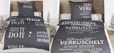 Bettwäsche 135x200 + 80x80 cm 100% Baumwolle Renforcé 2 - 4 teilig Schriftzug RV