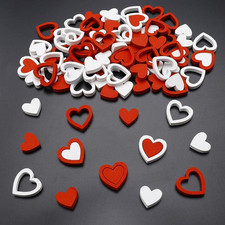 Rot Weiß Holz Herz Streudeko 100 Stück Hochzeit Geburtstag  Deko
