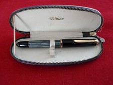 Pelikan Füller 400 NN grün / schwarz  gestreift  + Pelikan-Etui schwarz # (504)