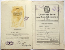 Deutsches Turn-Sportabzeichen Besitzzeugnis 1932 Wildberghütte mit Eintragungen