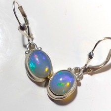 NATUR Kristallopal Ohrhänger Ohrringe 925 Sterling Silber Klappbrisur Welo Opal