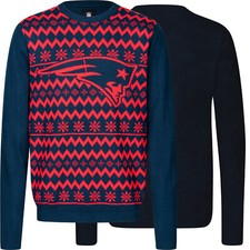 NFL Ugly Sweater New England Patriots Pullover Christmas Big Logo 2-Color Xmas