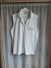 Giani Feroti Lady Line Bluse weiss Gr.L Hemdbluse Trägerhemd V-Ausschnitt vintag