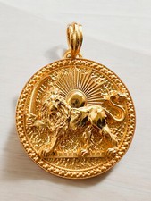 22K Vergoldet Auf 925 Silber Persisch Farvahar Middleeast Löwe Sonne Anhänger