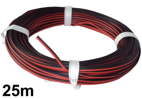 25m litze adrig rot schwarz - 25m, 2-adrig
