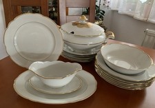 Mitterteich Bavaria Porzellan Tafelservice 6 Per. Vintage Um. 1940 Weiß Gold Top