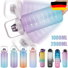 1L/2L Sport Wasserflasche Trinkflasche mit Strohhalm Tasse Gym Travel BPA frei