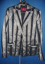 Dinomoda - Damen Blazer Jacke Streifen elegant Stickerei Abendgarderobe Gr. 38