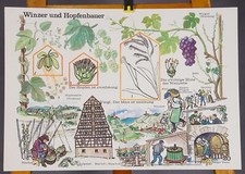 Poster Lehrtafel Vintage Plakat Wandkarte Landwirtschaft Winzer Hopfenbauer