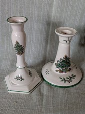 Spode Copeland Christmas Tree 2 x Kerzenhalter 15 cm + 18 cm