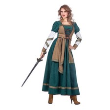 Damen Wikinger-Kriegerin Kostüm – Kleid mit Schnürung, Verschiedene Größen 36-56