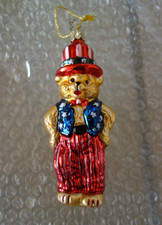 Christbaumschmuck  Weihnachten Bär Teddy Uncle Sam  hängend Glasfigur  14 cm