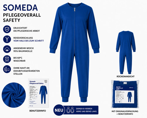 Pflegeoverall safety lang - pflegeoverall, blau
