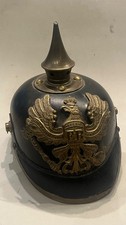 Alte Pickelhaube Lederhelm mit Spitze Wappen Preußen  Kaiserzeit Ausrüstung 1WK