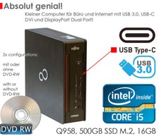 FUJITSU I5-8500T 16GB DDR4 500GB SSD USB-C WINDOWS 11 mit/ohne DVDRW Q958-ML