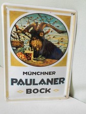 Blechschild Münchner Paulaner Bock Werbeschild 8 x 11cm Bierreklame Bier Werbung