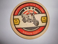  1986 DDR MoPED ROLLER Souvenir Bierdeckel SIMSON SUHL SR 50 B4 IFA SAMMLER