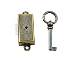 Drehstangenschloß für Schranktüren, nur Schloß mit Schlüssel, Messing-Antik