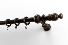 Gardinenstange Holz braun 1-läufig 28 mm ab 100 cm Vorhang Garnitur (208) "NOVA"