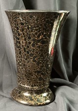 Mehrfarbige Vase - Schwarz Gold Gelb - 16 cm hoch - glasierte Keramik