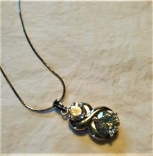 DIAMONIQUE Schmuck Halskette + Anhänger 2 Steine 45 cm, Silber 925 NACHLASS