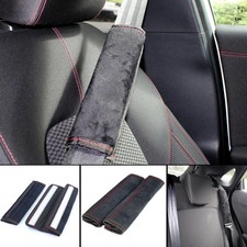 2x Gurtpolster Sicherheitsgurt Polster Gurtschoner Schwarz mit roter Naht