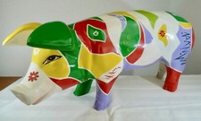 Figur Schwein handbemalt bunt