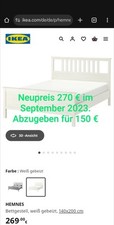 Wie neu: Hemnes Ikea Bett weiß 140 x 200 cm Massivholz + hochwertiger Lattenrost